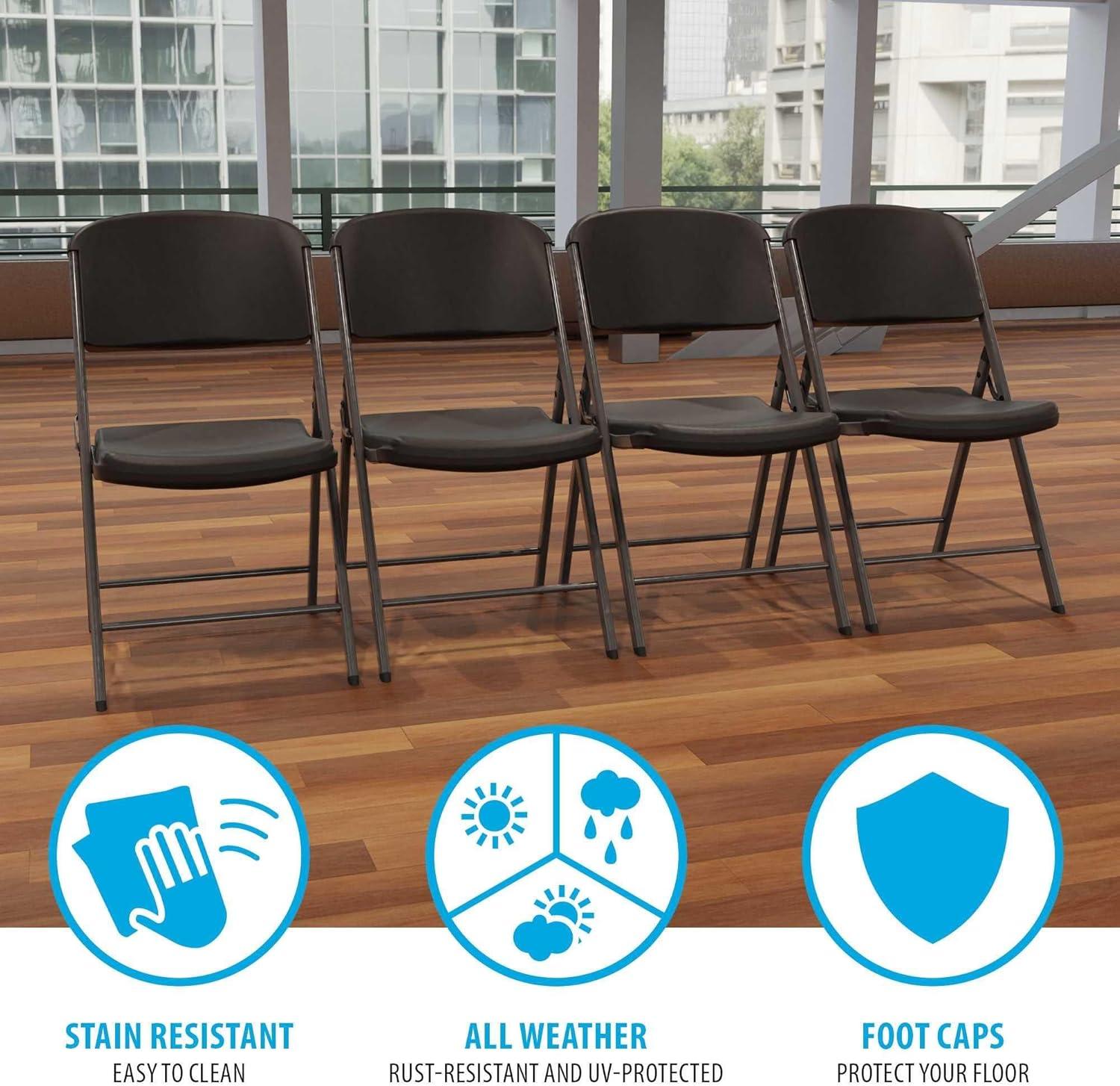 Lifetime Folding Chair, Indoor/Outdoor Commercial, Adult, Black, 4 Pack (80187)