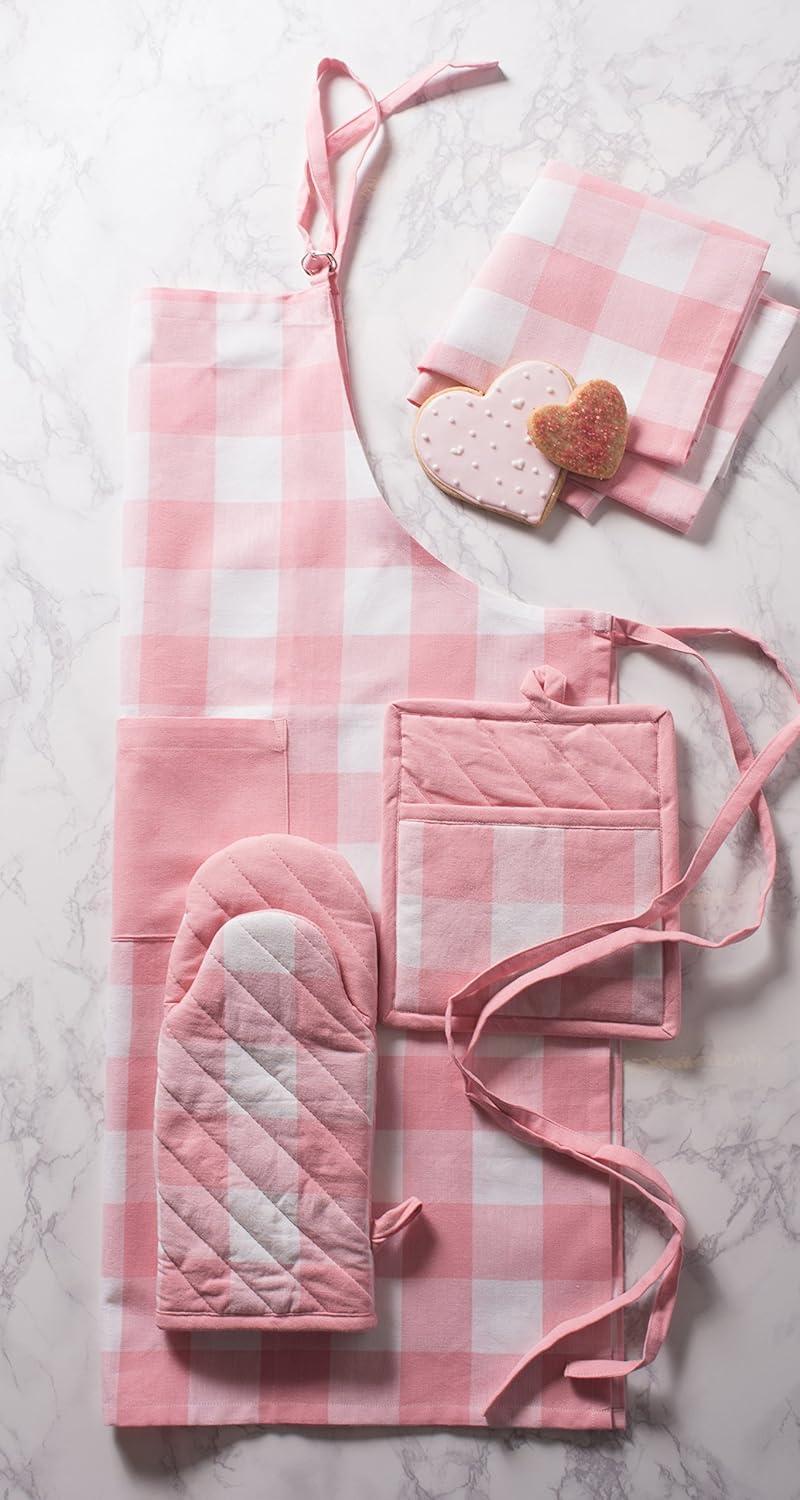 Pink and White Buffalo Check Cotton Potholder Set