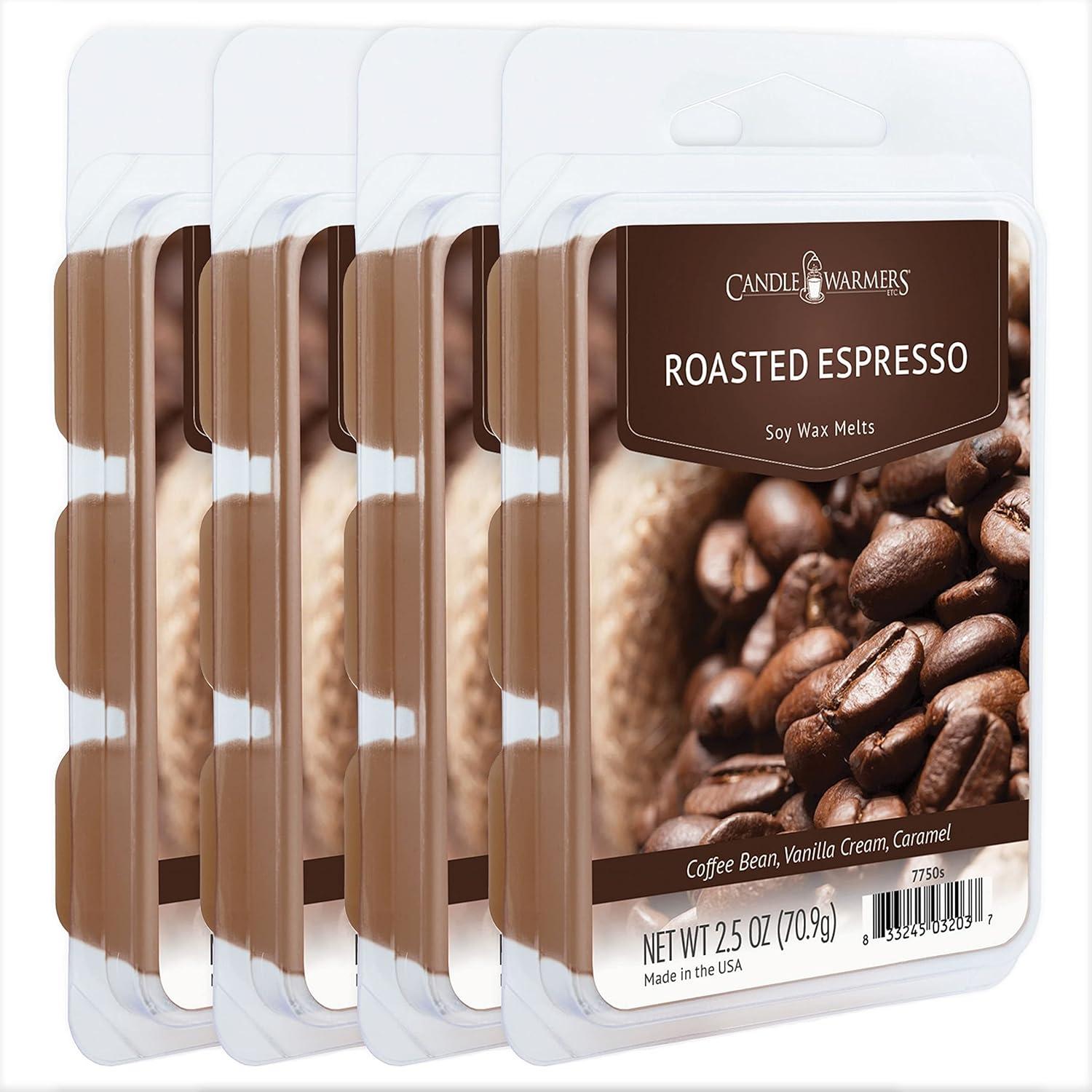 Candle Warmers Etc Classic Wax Melts 2.5oz, Roasted Espresso Fragrance (4-Pack) – Each Pack has x4 2.5 oz Wax Melts and 30 Hours of Fragrance – Perfect for bedrooms, Living Rooms, and bathrooms