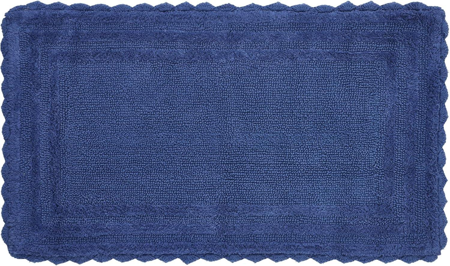 Better Trends Lilly Crochet 100% Cotton Tufted Reversible Bath Rug 24" x 40" Rectangle - Blue