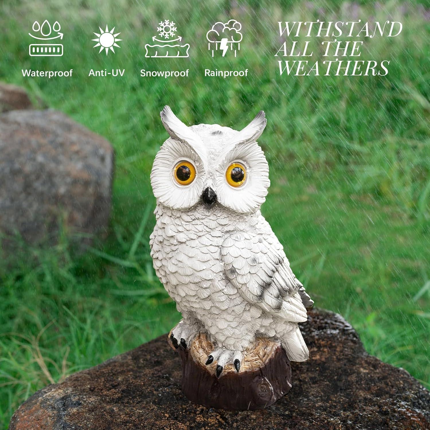 VibHome Animals Simulation Statue Ornament Owl Resin Handicraft Solar Garden Courtyard Decoration LED Light