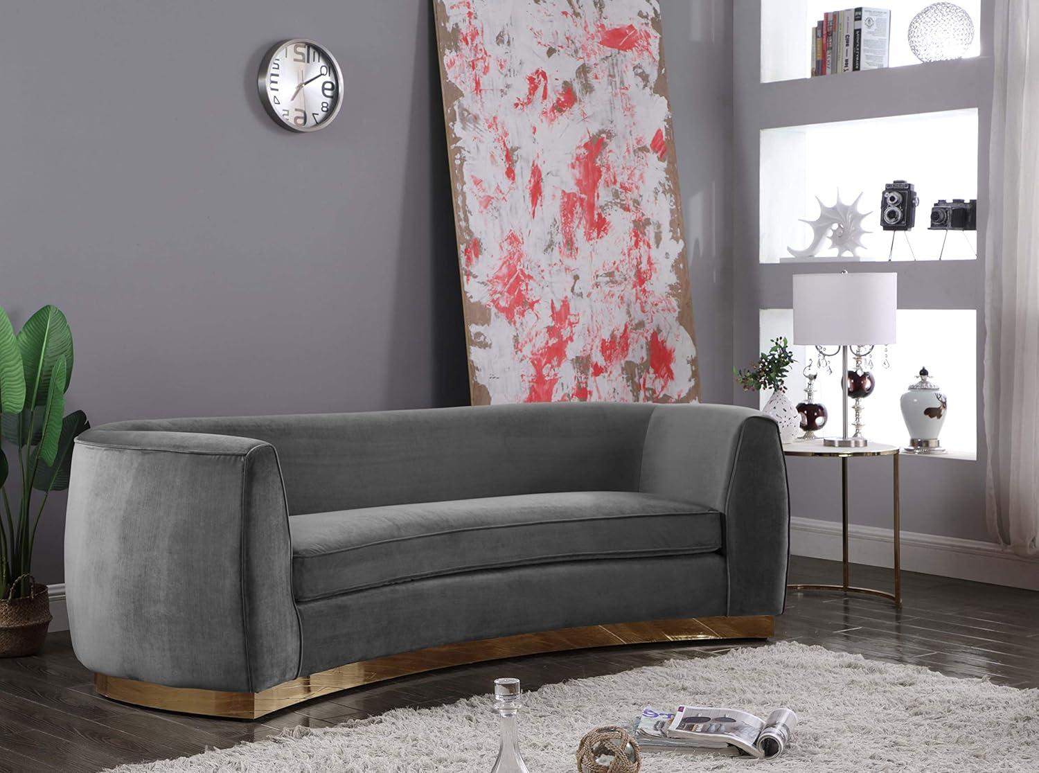 Julian Black Velvet Sofa with Gold Stainless Steel Base