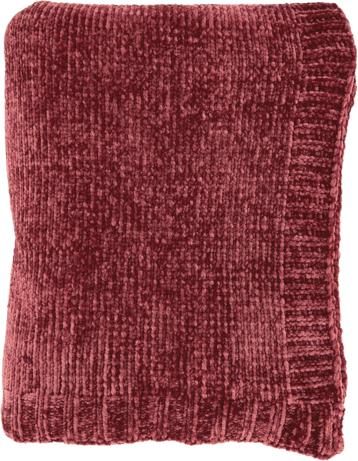 Burgundy Chenille Knit Throw Blanket 50" x 60"