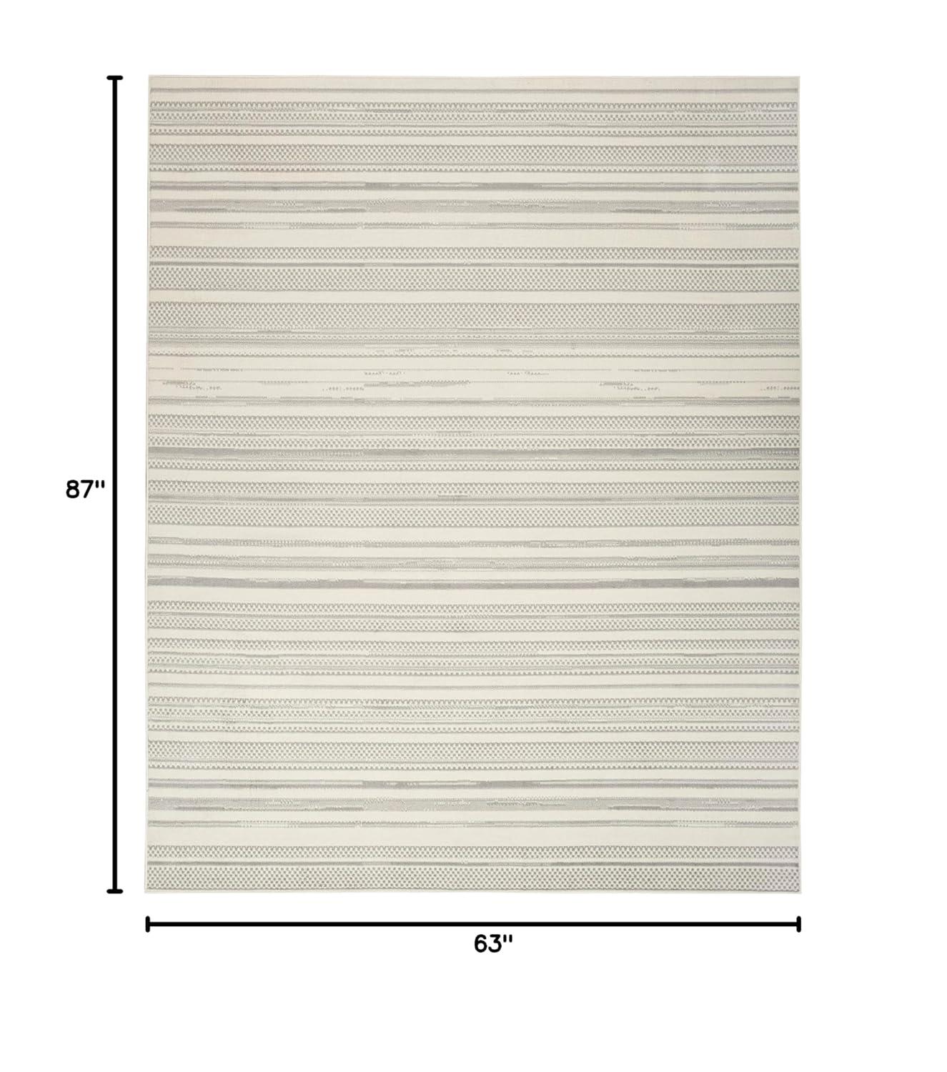 Nourison Grafix Abstract Striped Indoor Rug Ivory Grey 5'3" x 7'3"