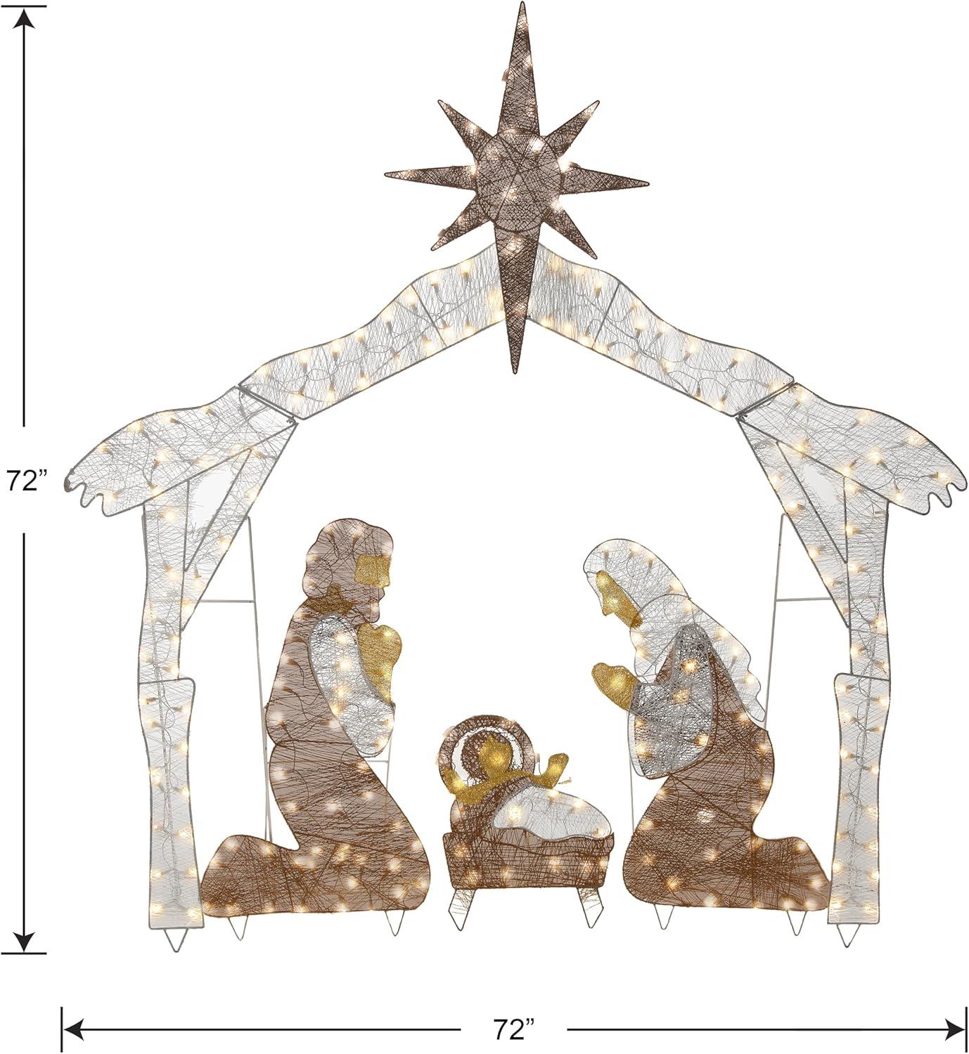 72" Nativity Scene White Lights - National Tree Company