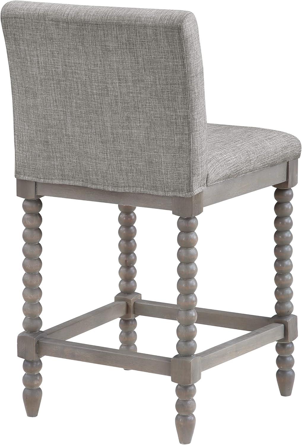 Abbott 26" Spindle Counter Stool with Brushed Gray Frame and Dove Gray Fabric