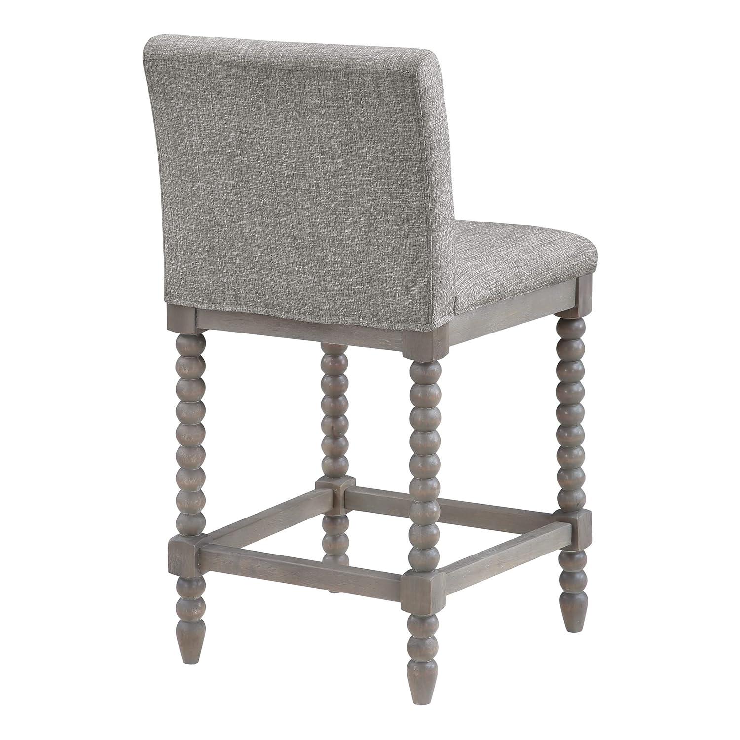 Abbott 26" Spindle Counter Stool with Brushed Gray Frame and Dove Gray Fabric