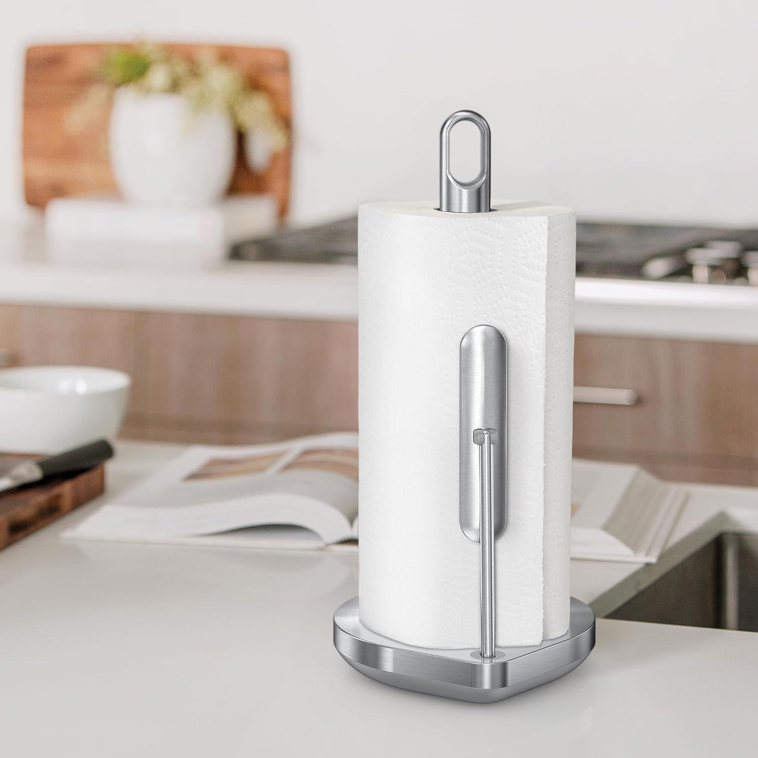 simplehuman Tension Arm Standing Paper Towel Holder, Stainless Steel