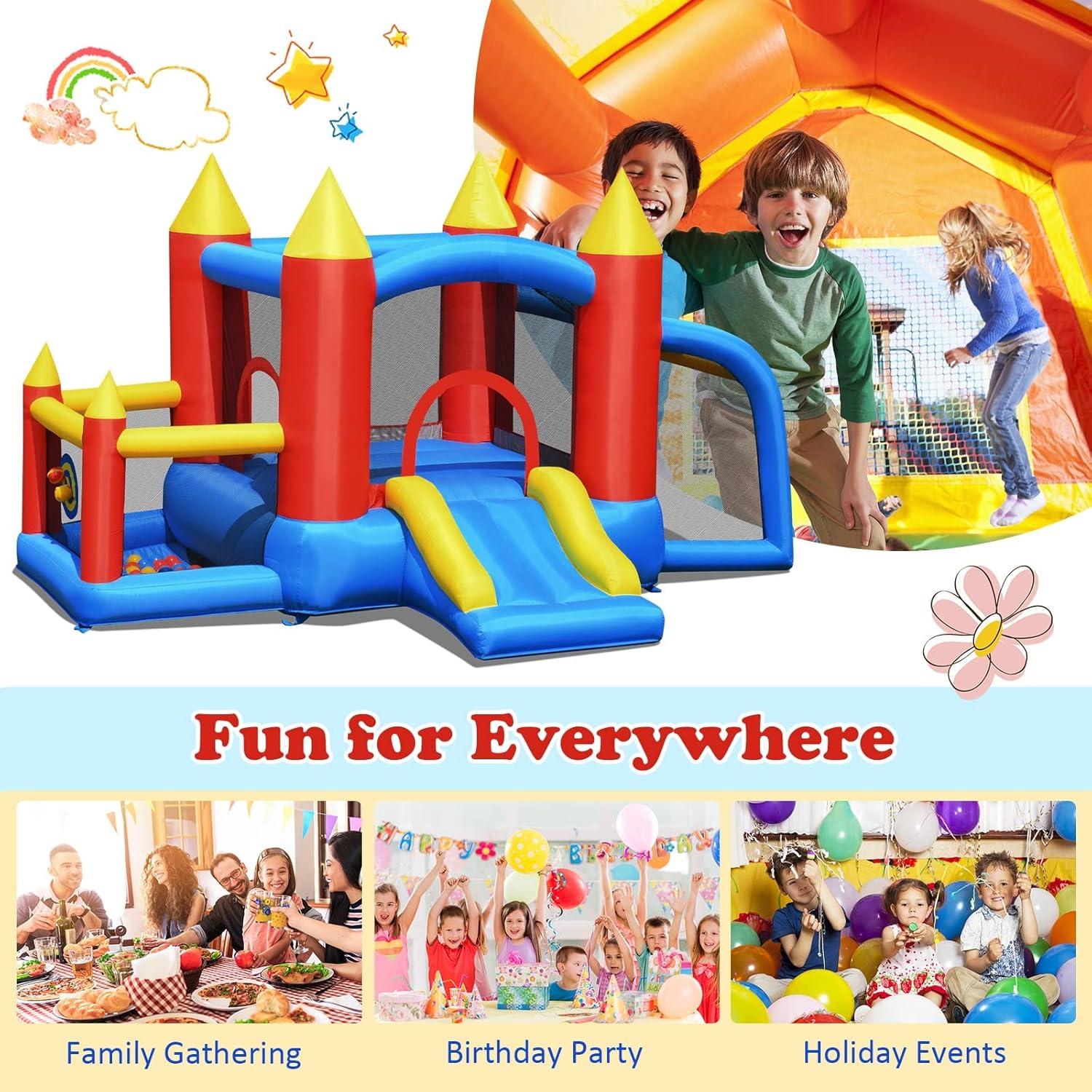 Canddidliike Kid Inflatable Slide Jumping Castle Bounce House with 740w Blower, Bounce House for Kids and Toddler, Inflatable Bouncy Castle