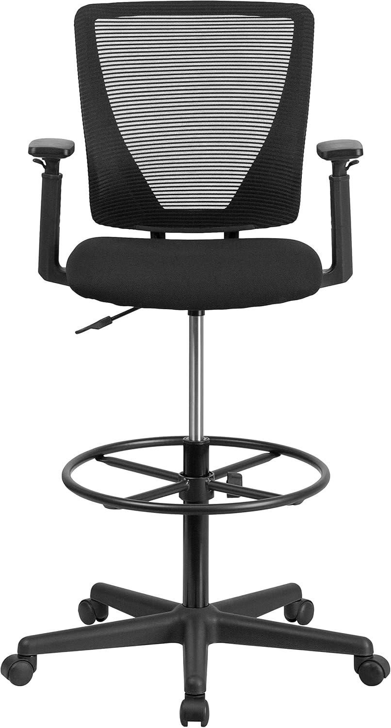 Sinda Mid-Back Mesh Drafting Chair w/ Fabric Seat, Adjustable Foot Ring and Arms