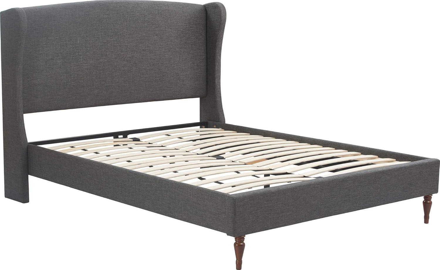 Queen Elmhurst Upholstered Wing Bed Frame Gray - Finch