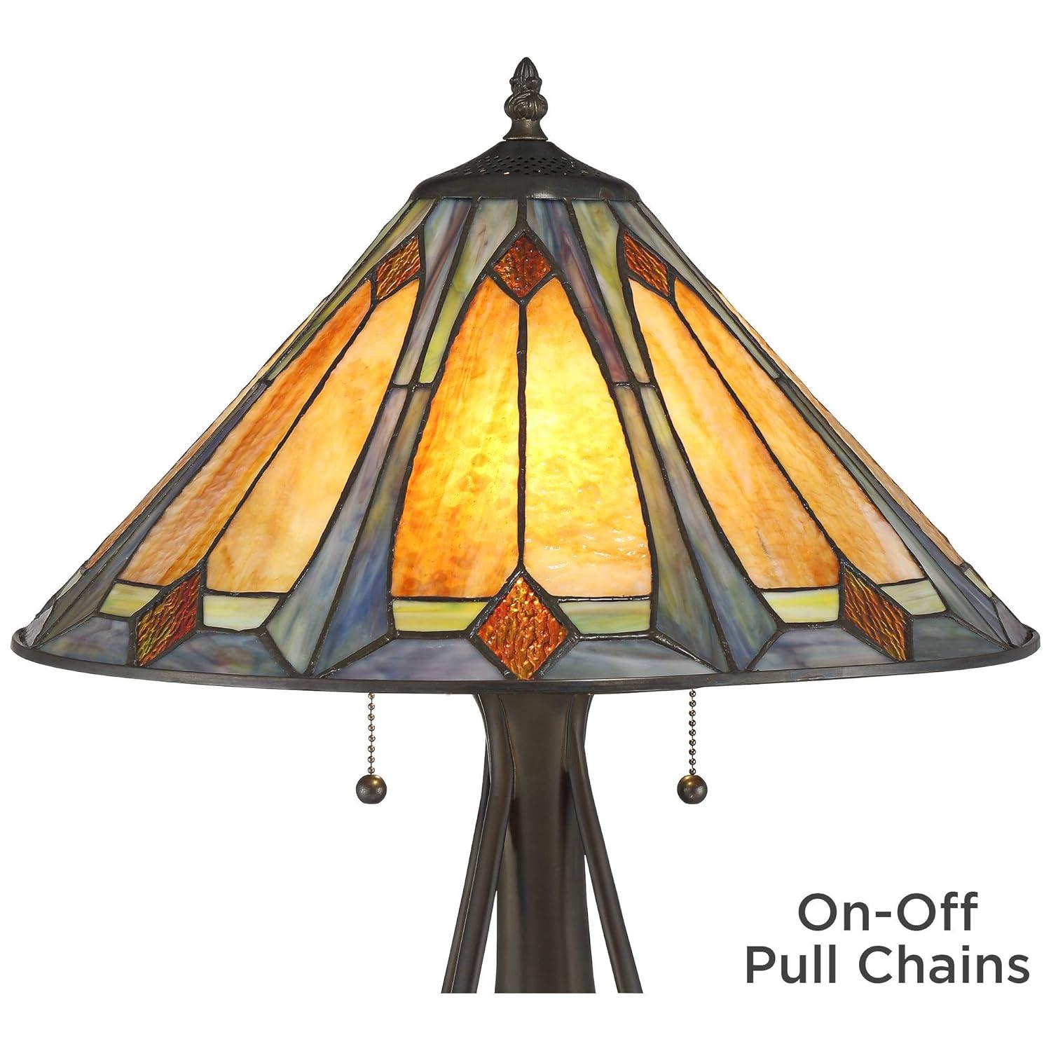 Robert Louis Tiffany Gerald Traditional Accent Table Lamp 23" High Deep Metallic Metal Stained Art Glass Shade for Bedroom Living Room Nightstand Home