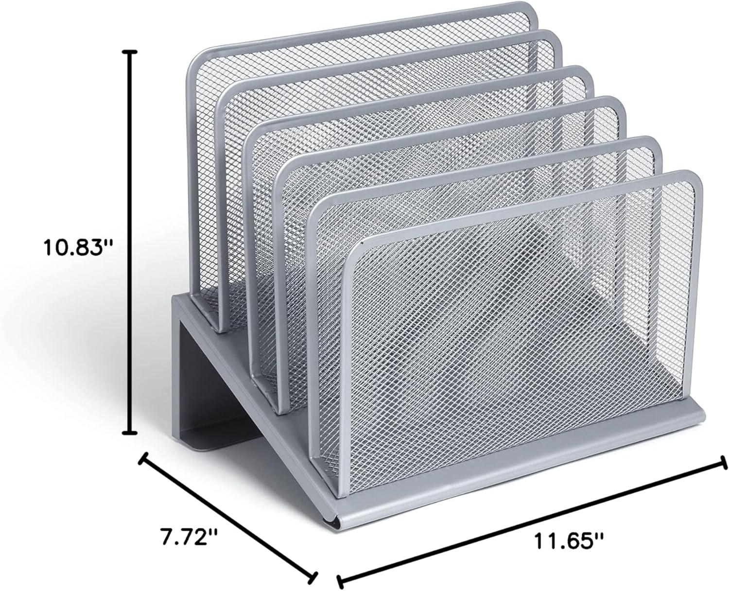 TRU RED 5 Compartment Wire Mesh File Organizer Silver TR57555-CC