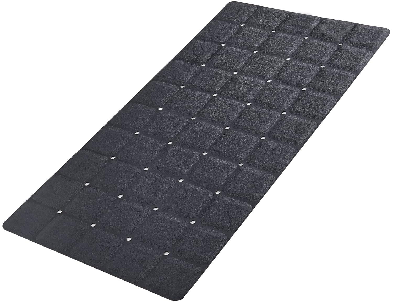Foldable Silicone Bathtub Mat: Jumbo Size Heavy Duty Safety Bath Mat for Tub Without Suction Cups Non Slip Bath & Shower Mat for Textured, Reglazed, Refinished Tub (Black, 35.8 x 17.7)