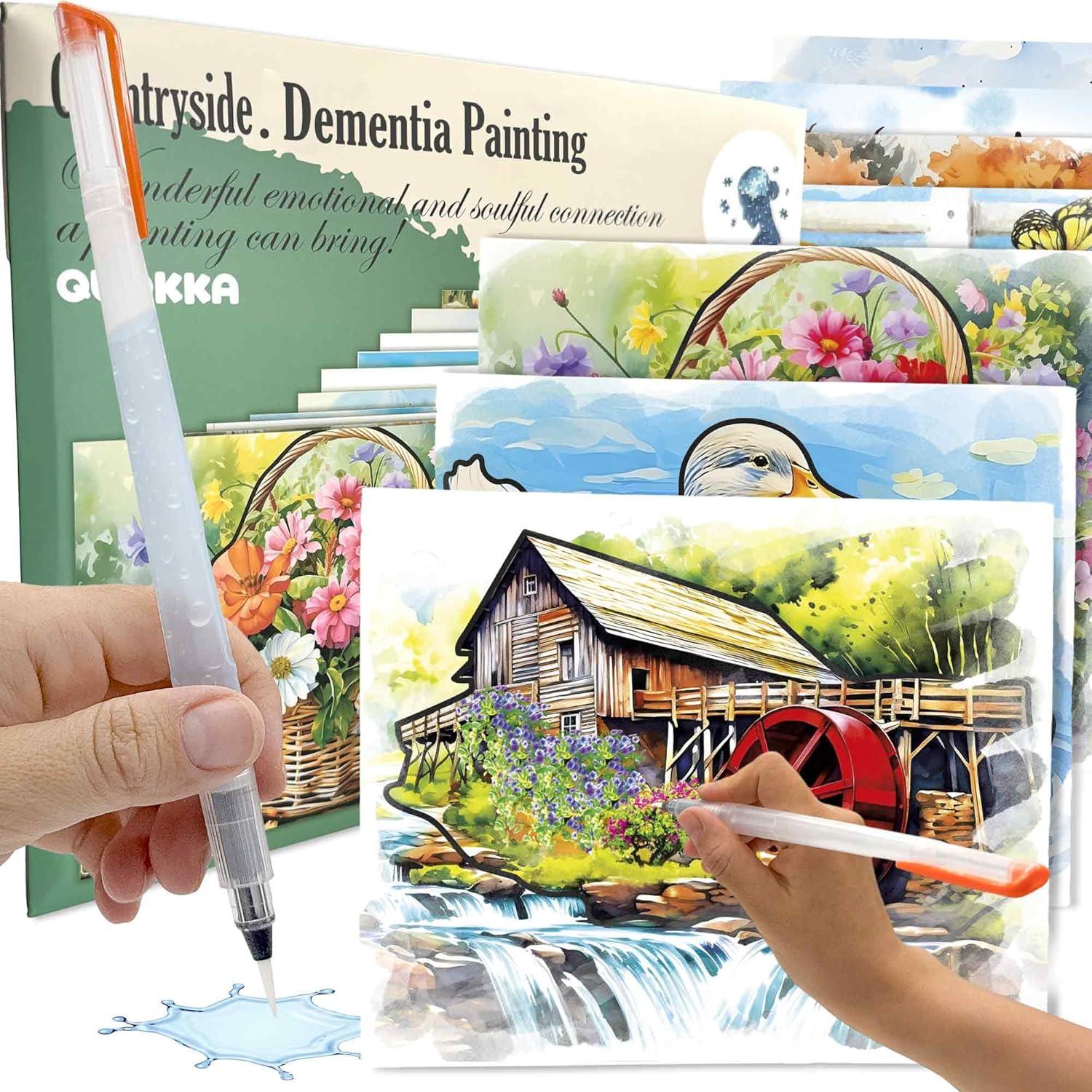 QUOKKA 10PACK Water Painting Dementia Activities for Seniors - Farm Memories - Alzheimers Products for Elderly - Activities for People with Dementia - Crafts for Seniors