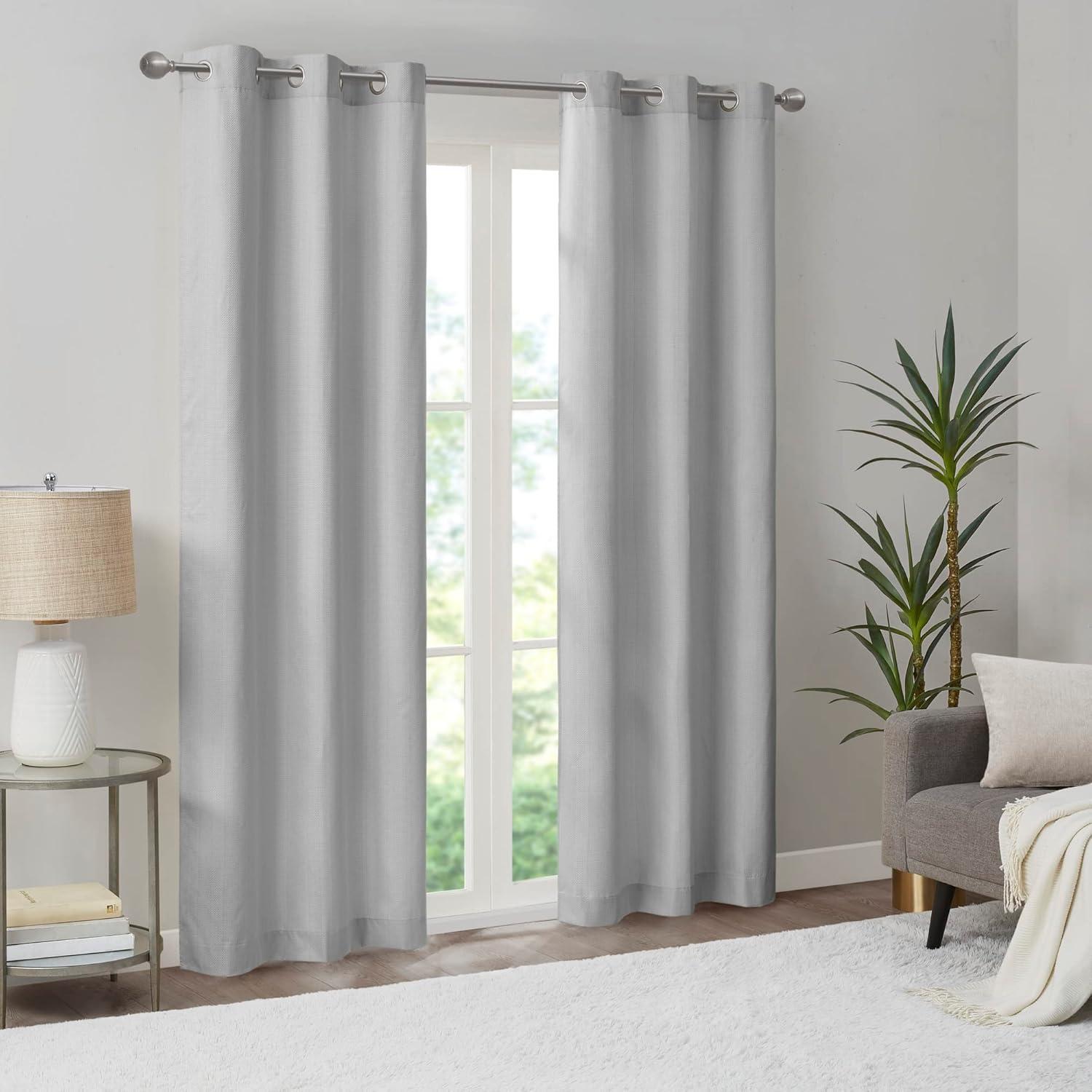 Madison Park Galen Basketweave Room Darkening Curtain Panel Pair (Set of 2)