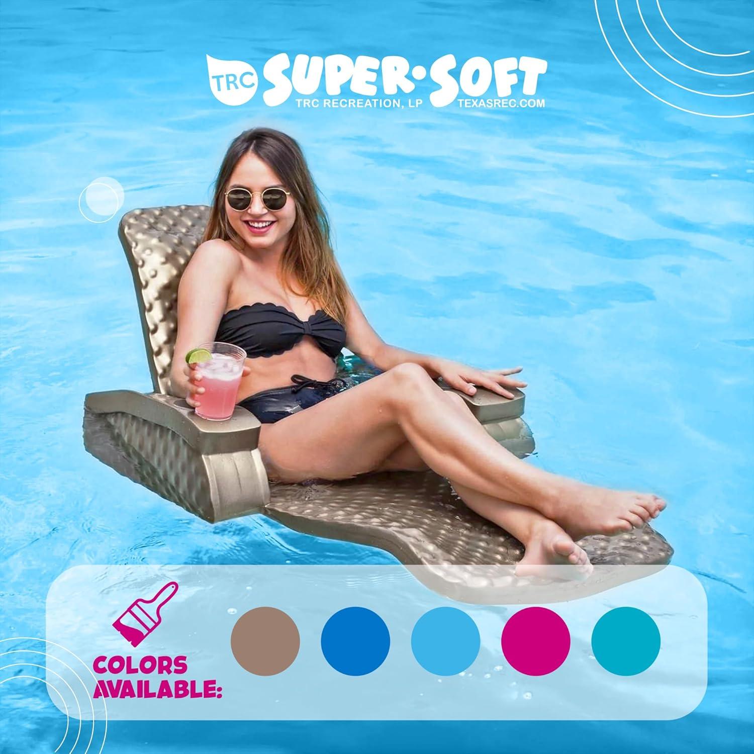TRC Recreation Folding Baja II Lounger Foam Swimming Pool Float, Portable Floating Lounger with 2 Cup Holders for Beach Essentials, Bahama Blue