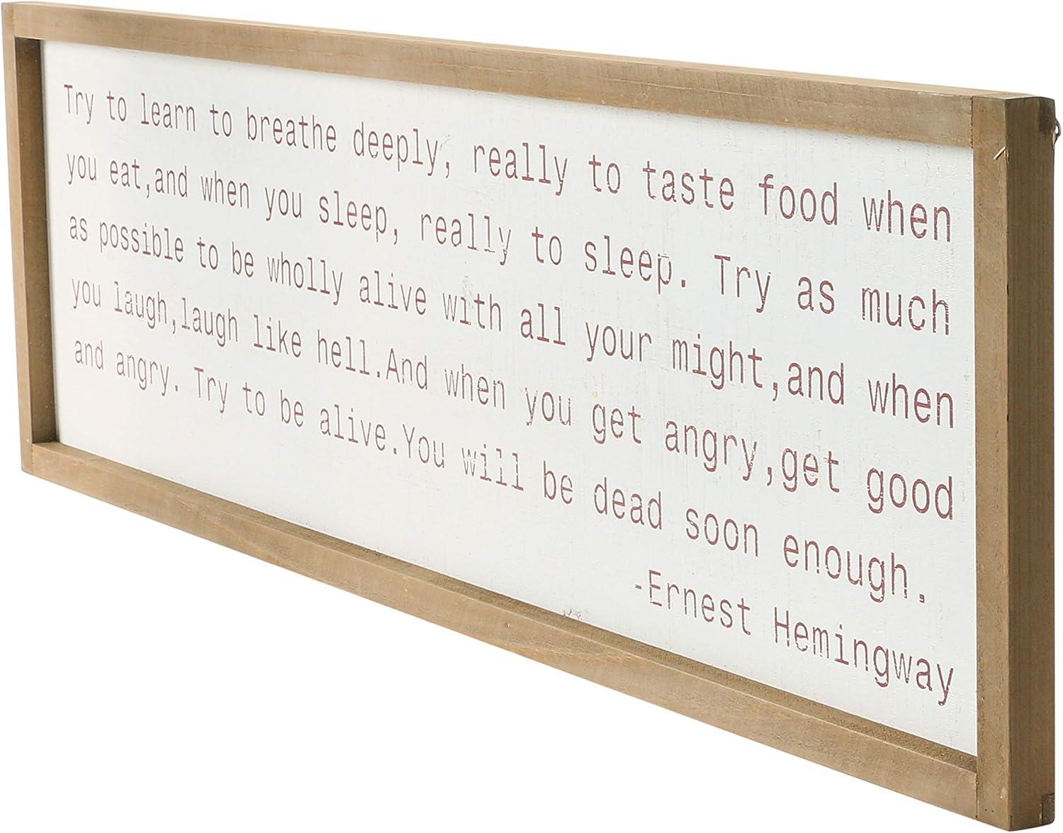 Creative Co-Op Wood Framed Wall Décor with Saying "Try To Learn…"