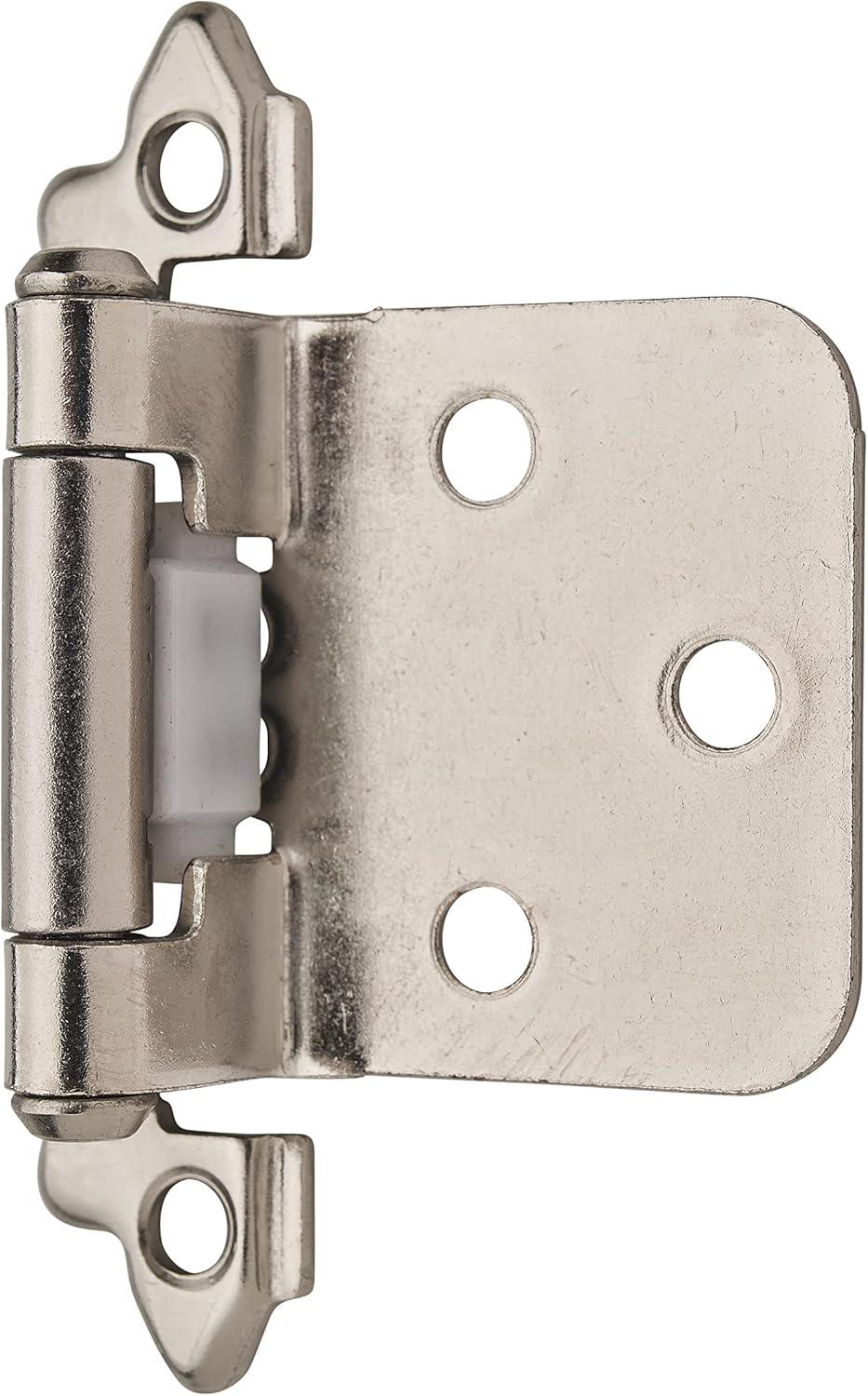 Sterling Nickel Self-Closing Face Mount Cabinet Hinge, 2 Pack