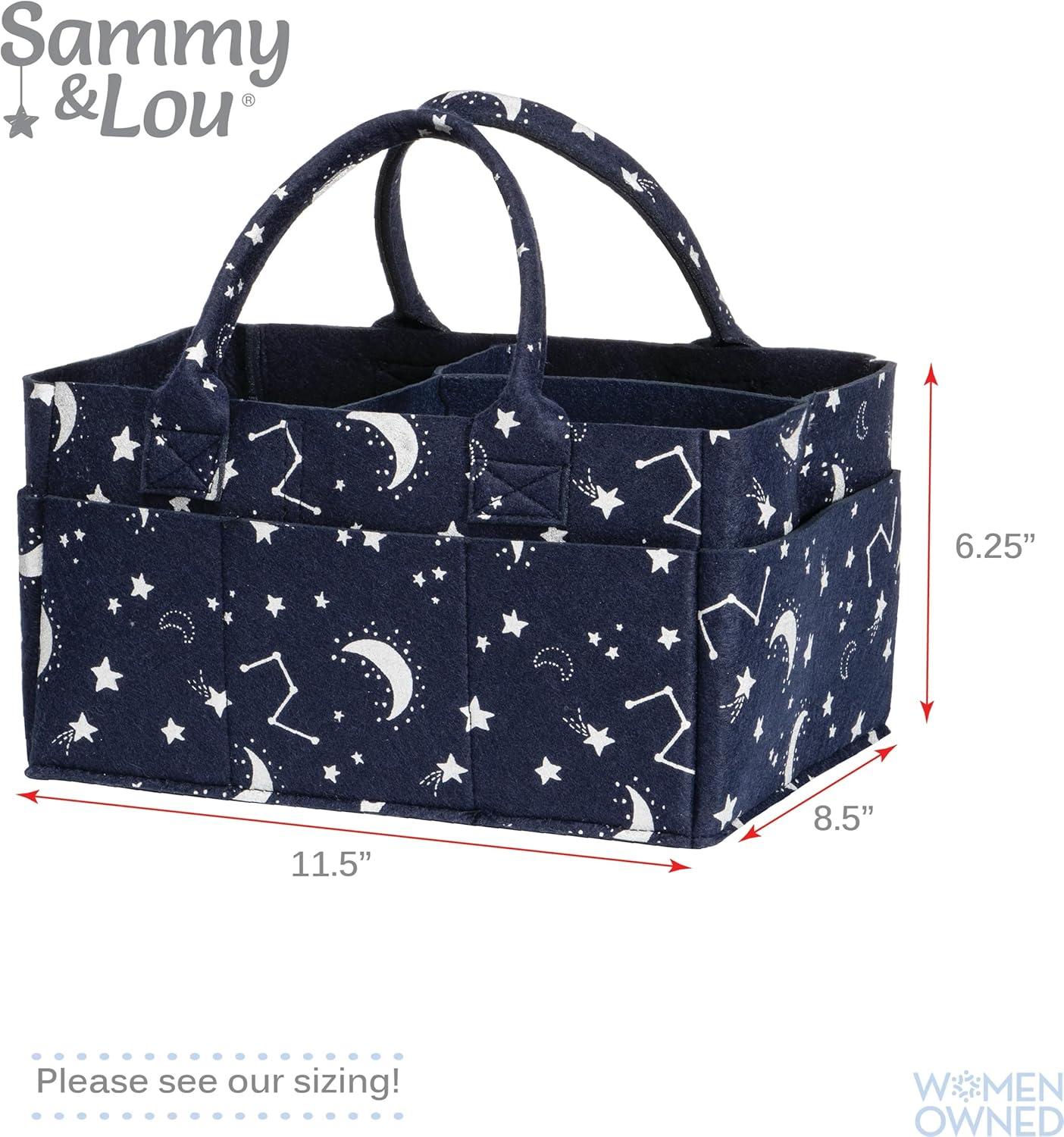 Navy Blue Constellation Felt Diaper Storage Caddy