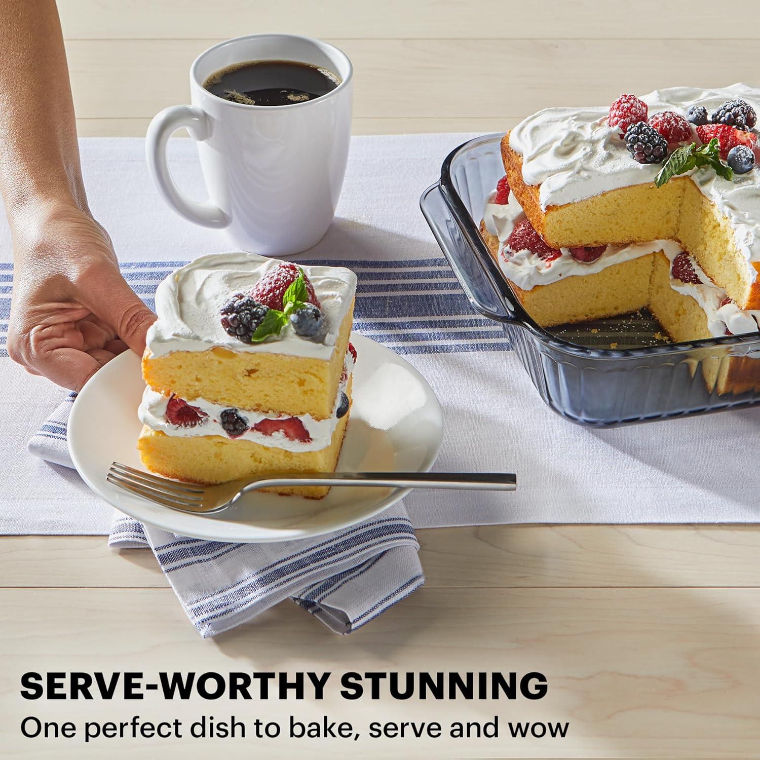 Pyrex Colors Tinted (8x8) Glass Baking Dish with BPA-Free Lid, Oblong Bakeware Glass Pan For Casserole & Lasagna, Dishwasher, Freezer, Microwave and Pre-Heated Oven Safe, Smoke