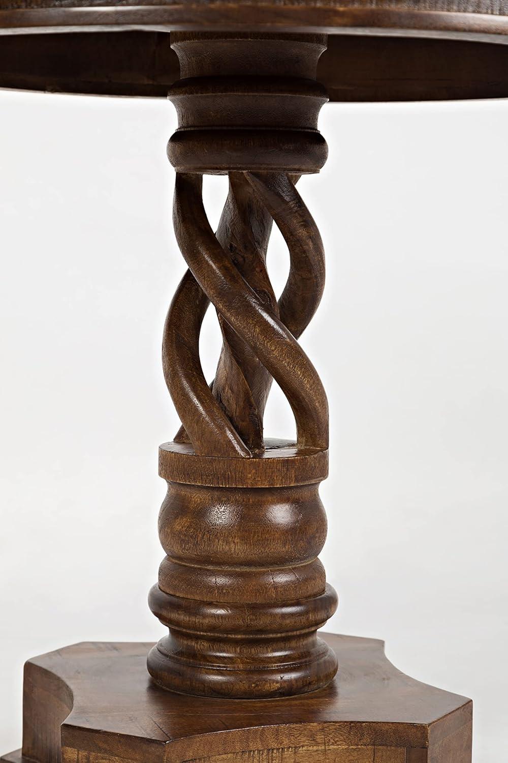 Jofran, Global Archive Hand Carved Solid Mango Wood Pedestal Table