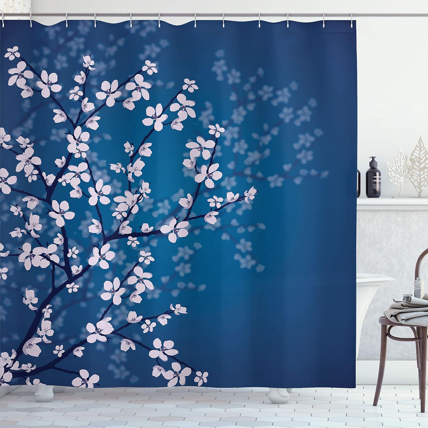 Floral Shower Curtain with Hooks Included