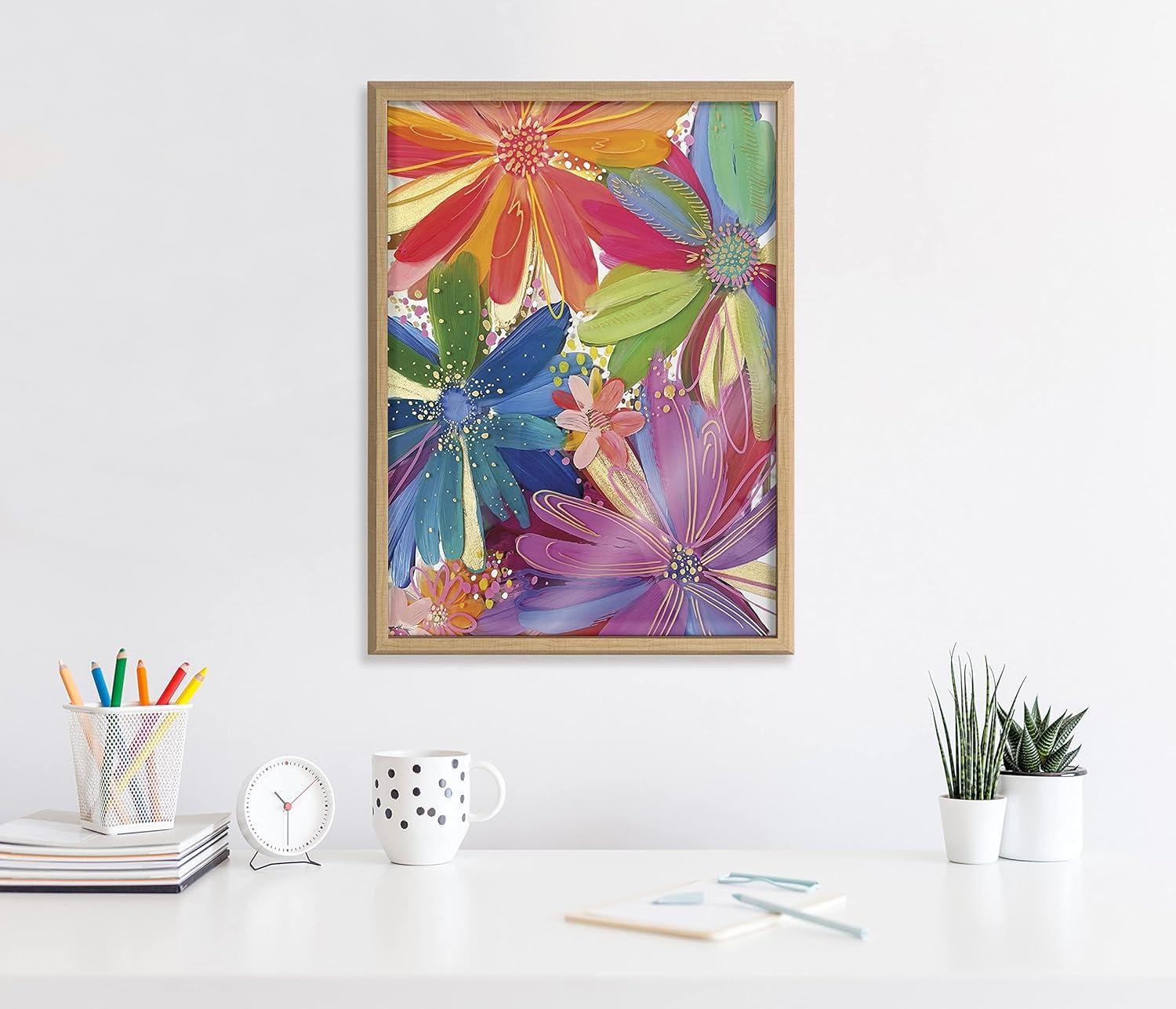 18" x 24" Blake Flowers on Glass 1 Framed Printed Glass by Jessi Raulet of Ettavee Natural - Kate & Laurel All Things Decor