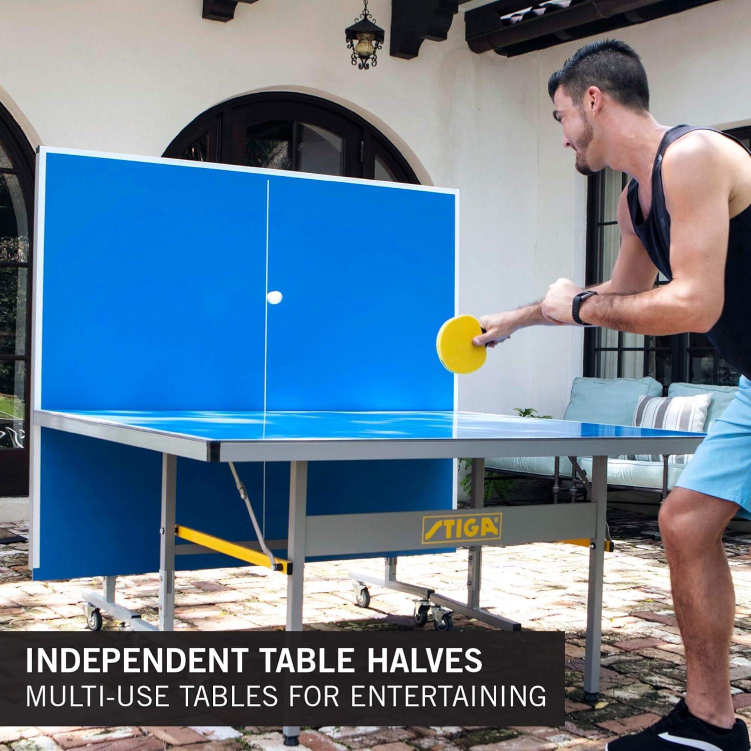 STIGA Blue Aluminum Outdoor Folding Table Tennis Table with Net