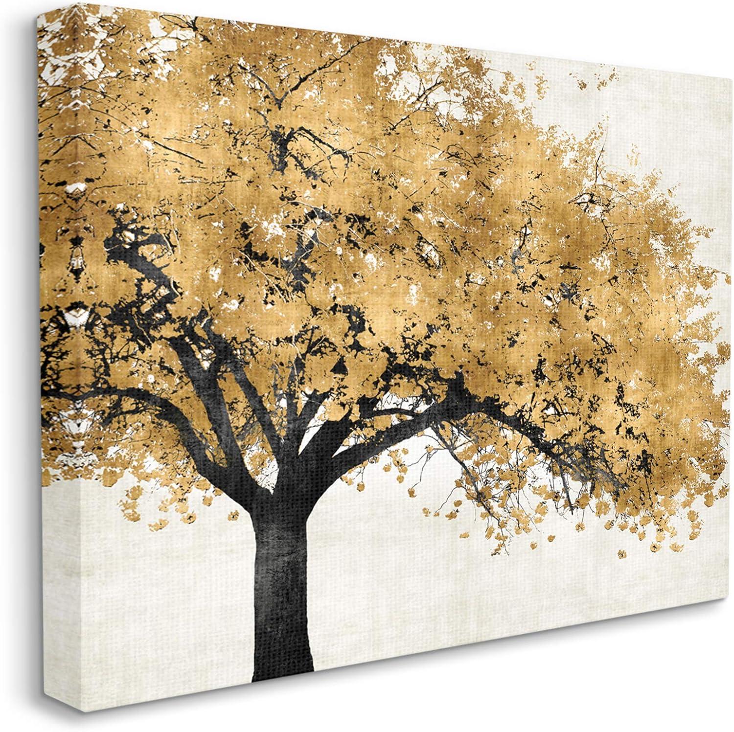 Traditional Tree with Autumn Leaves over Neutral 30 in x 24 in Painting Canvas Art Print, by Stupell Home Décor