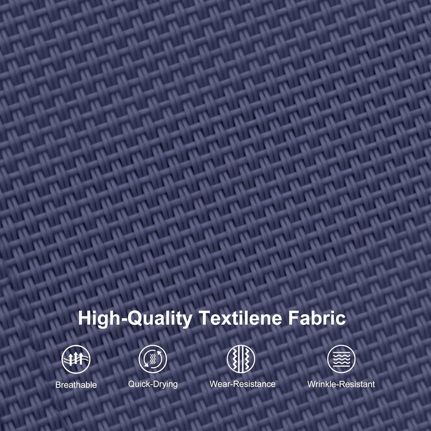 PURPLE LEAF Patio Chaise Lounge Set Outdoor Beach Pool Sunbathing Lawn Lounger Recliner Outside Tanning Chairs with Arm for All Weather Side Table Included Navy Blue