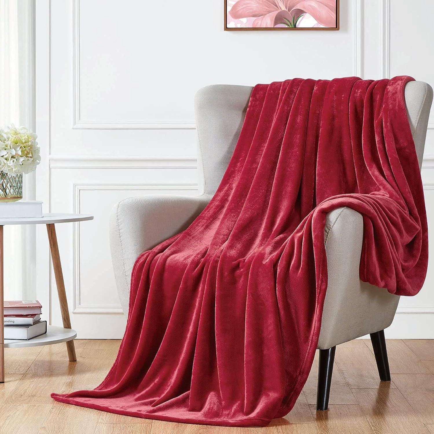 Burgundy Queen Size Fleece Sherpa Reversible Blanket