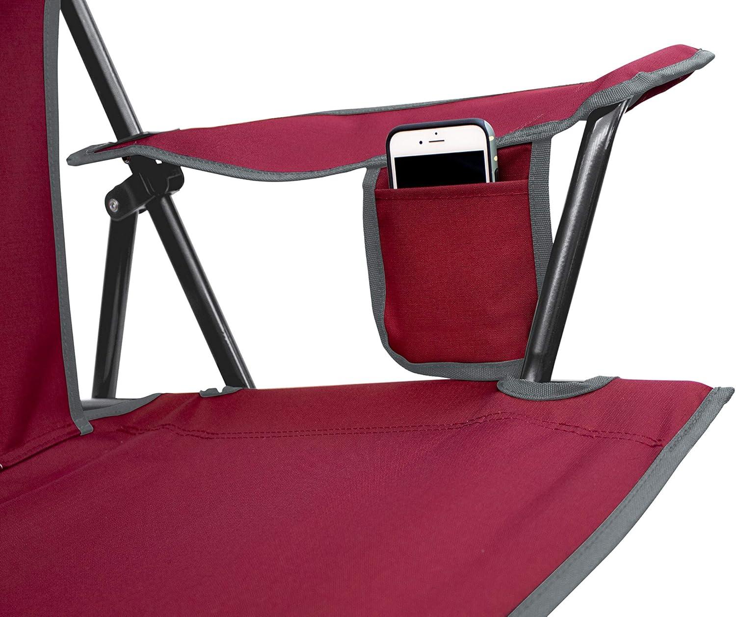 Cinnamon Red Adjustable SunShade Camping Chair with Mesh Backrest