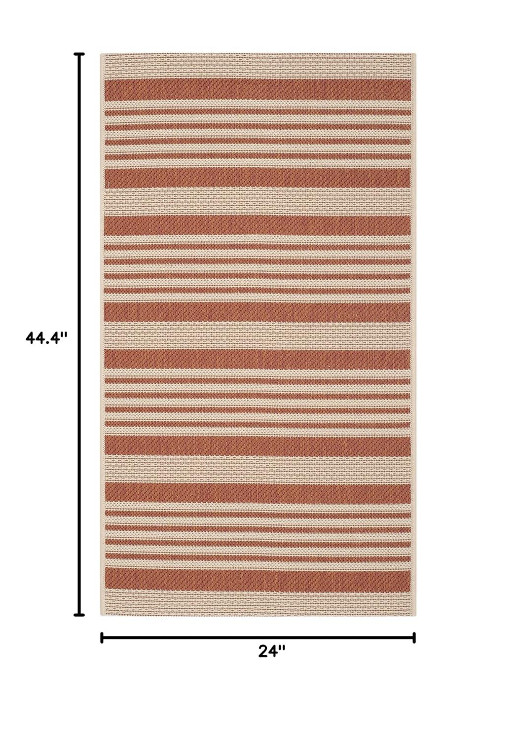 Courtyard CY6062 Power Loomed Indoor/Outdoor Accent Rug - Terracotta/Beige - 2'x3'7" - Safavieh.
