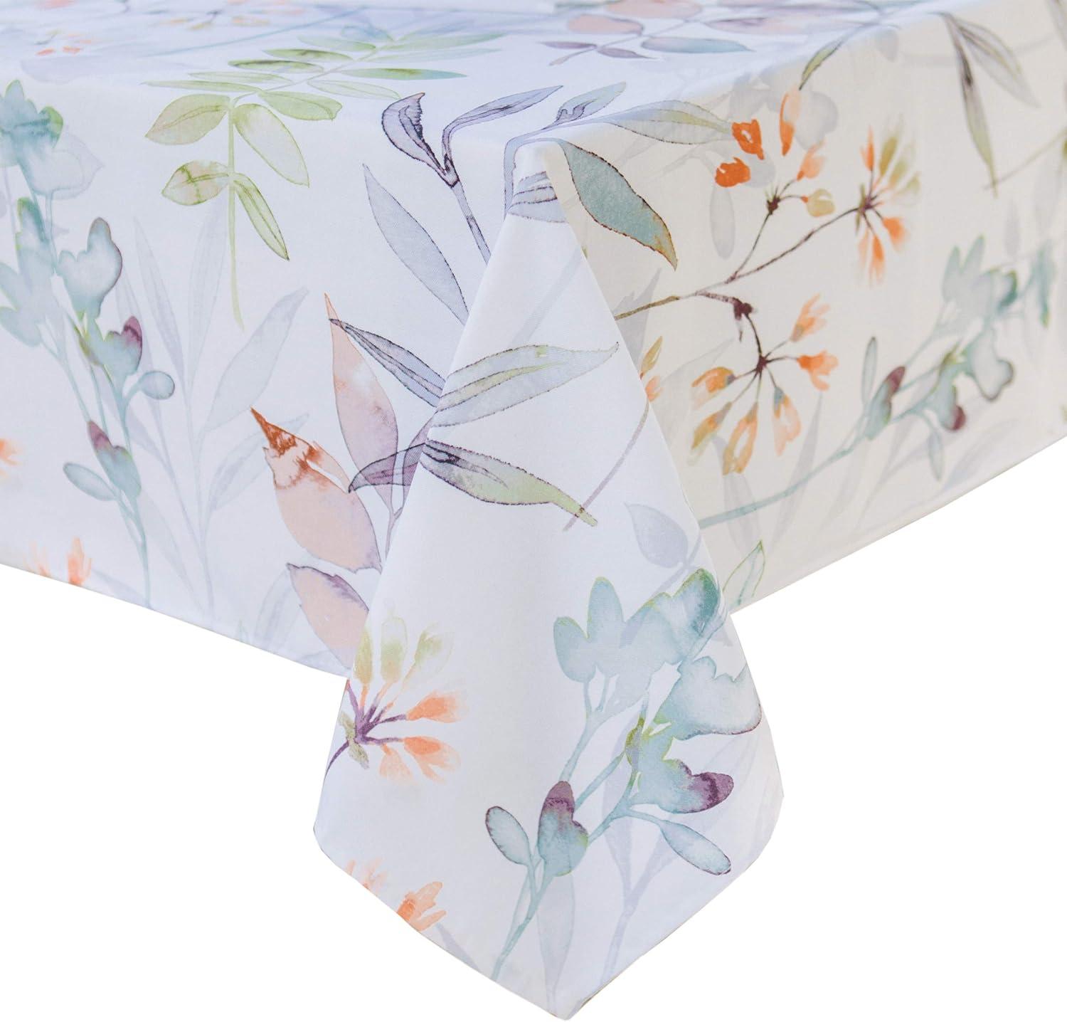 Benson Mills Spillproof Spring/Summer Durable Heavyweight Fabric Indoor Outdoor Tablecloth, Washable Table Cloth for Rectangle Tables, Picnic/Patio Table Covers (60" x 104" Rectangular, Botanica)
