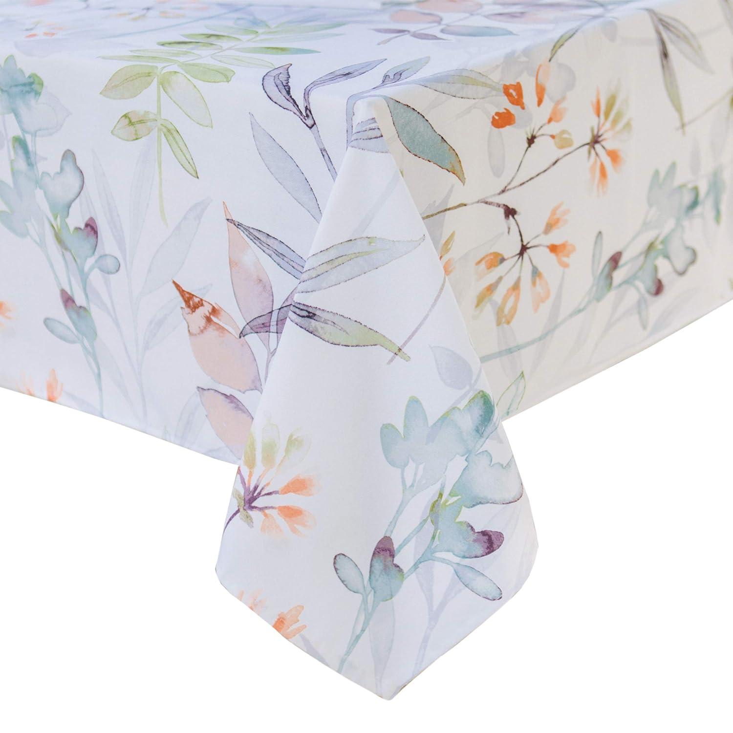 Benson Mills Spillproof Spring/Summer Durable Heavyweight Fabric Indoor Outdoor Tablecloth, Washable Table Cloth for Rectangle Tables, Picnic/Patio Table Covers (60" x 104" Rectangular, Botanica)