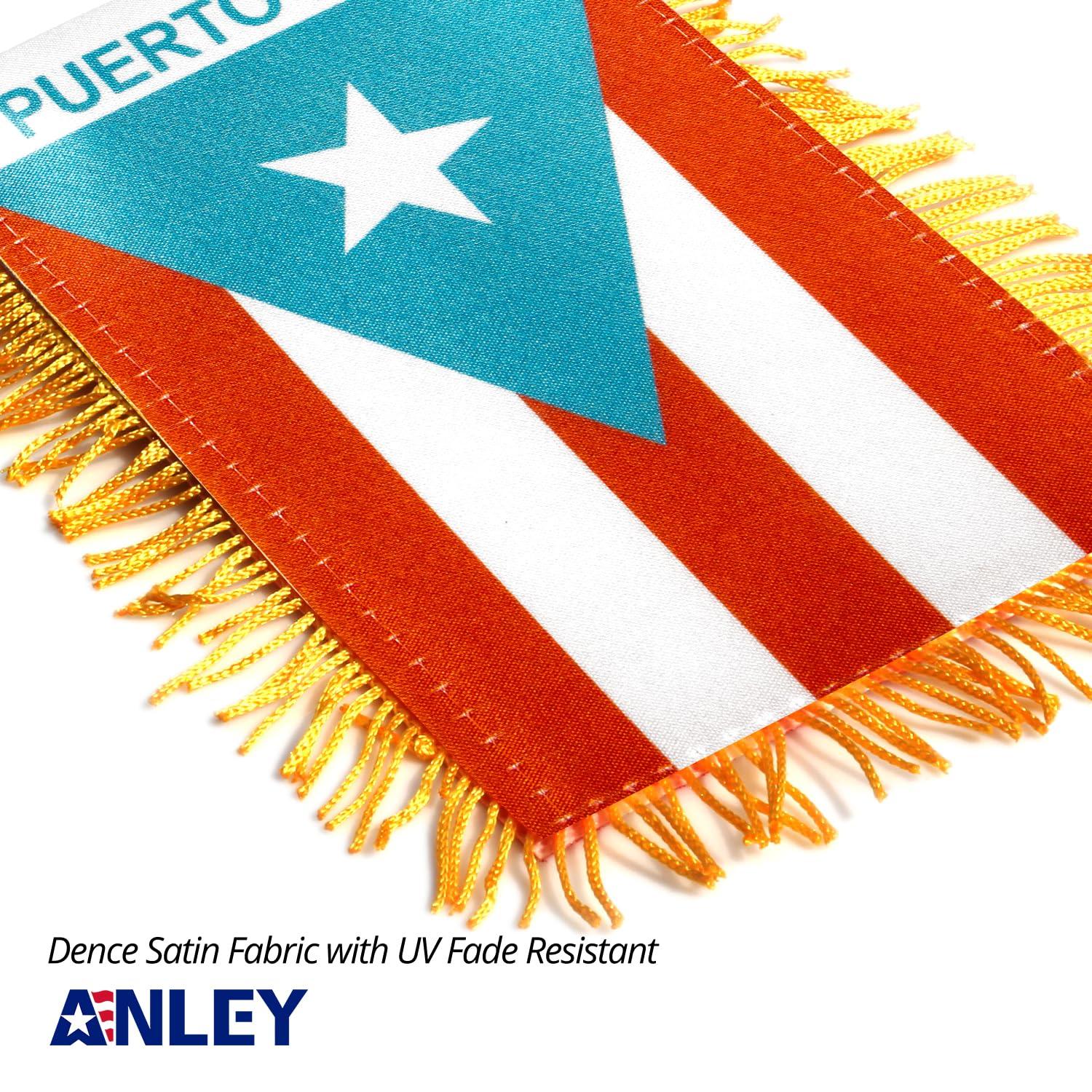 ANLEY Puerto Rico Fringy Window Hanging Flag 4 x 6 in.