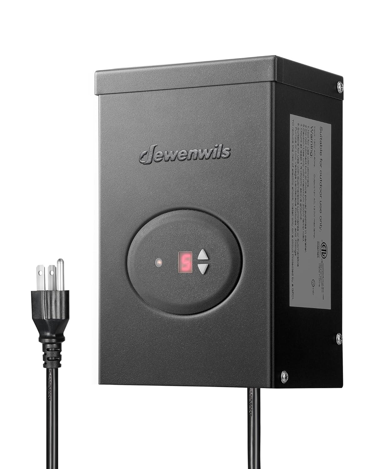 120W Black Metal Outdoor Landscape Transformer with Timer