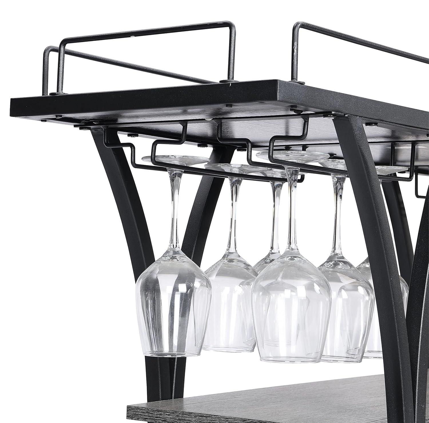Industrial Bar Cart Kitchen Bar&Serving Cart For Home With Wheels 3 -Tier Storage Shelves