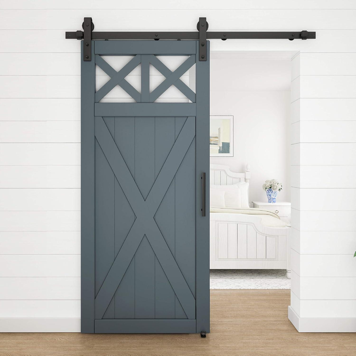 Matte Black 72-Inch Sliding Barn Door Hardware Kit