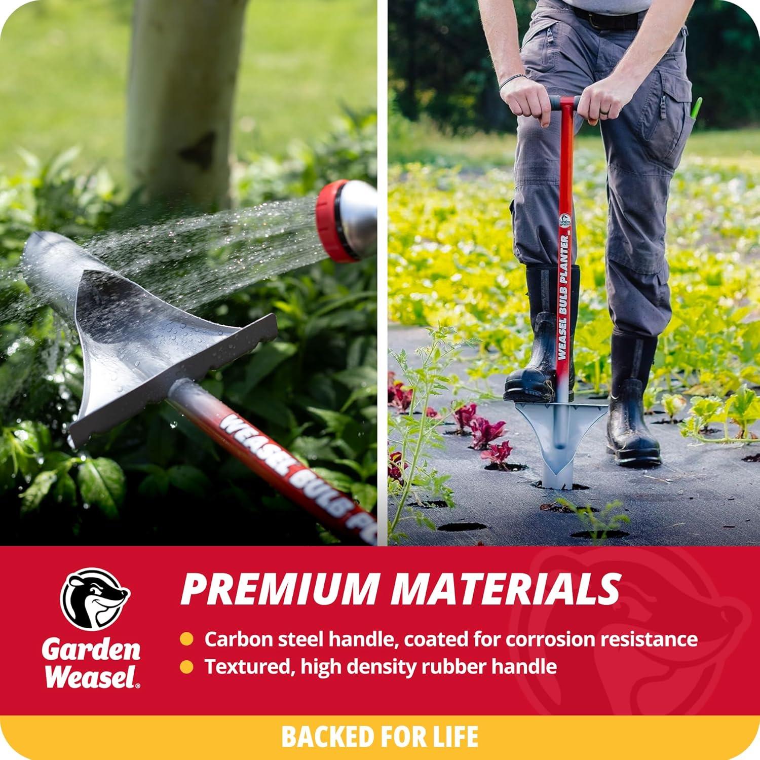 Red and Silver Carbon Steel Long Handle Bulb Planter