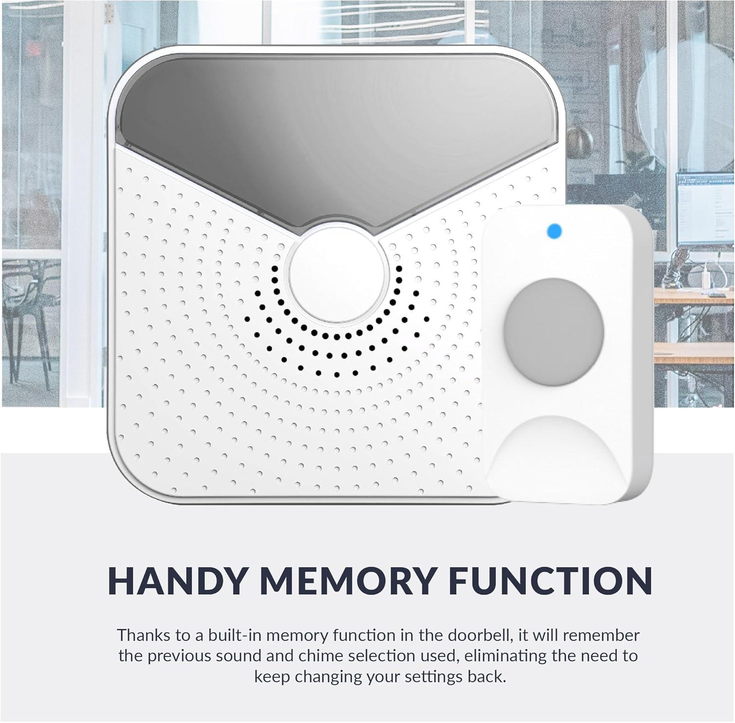 Newhouse Hardware Battery-Operated Wireless Chime with Flashing LED Light for Hearing Impaired