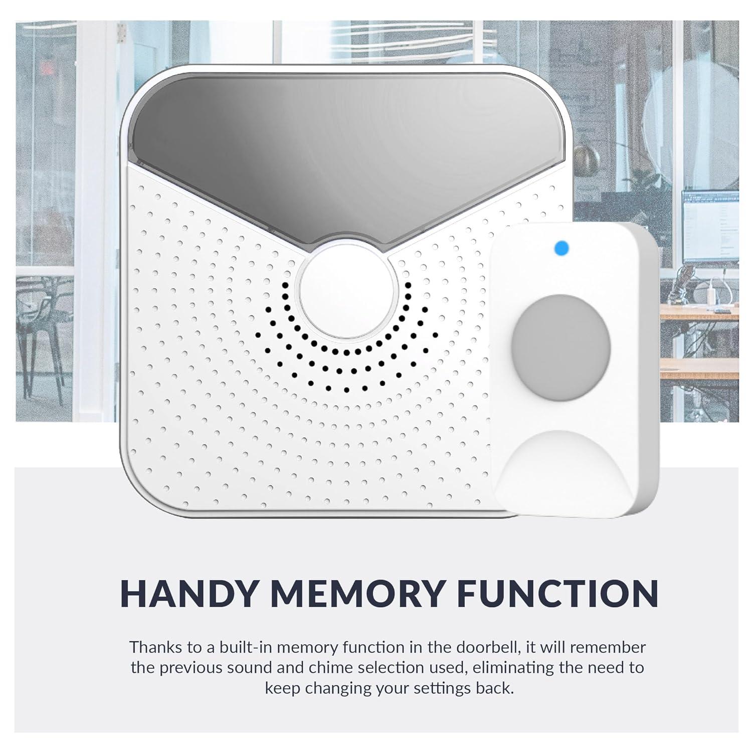 Newhouse Hardware Battery-Operated Wireless Chime with Flashing LED Light for Hearing Impaired