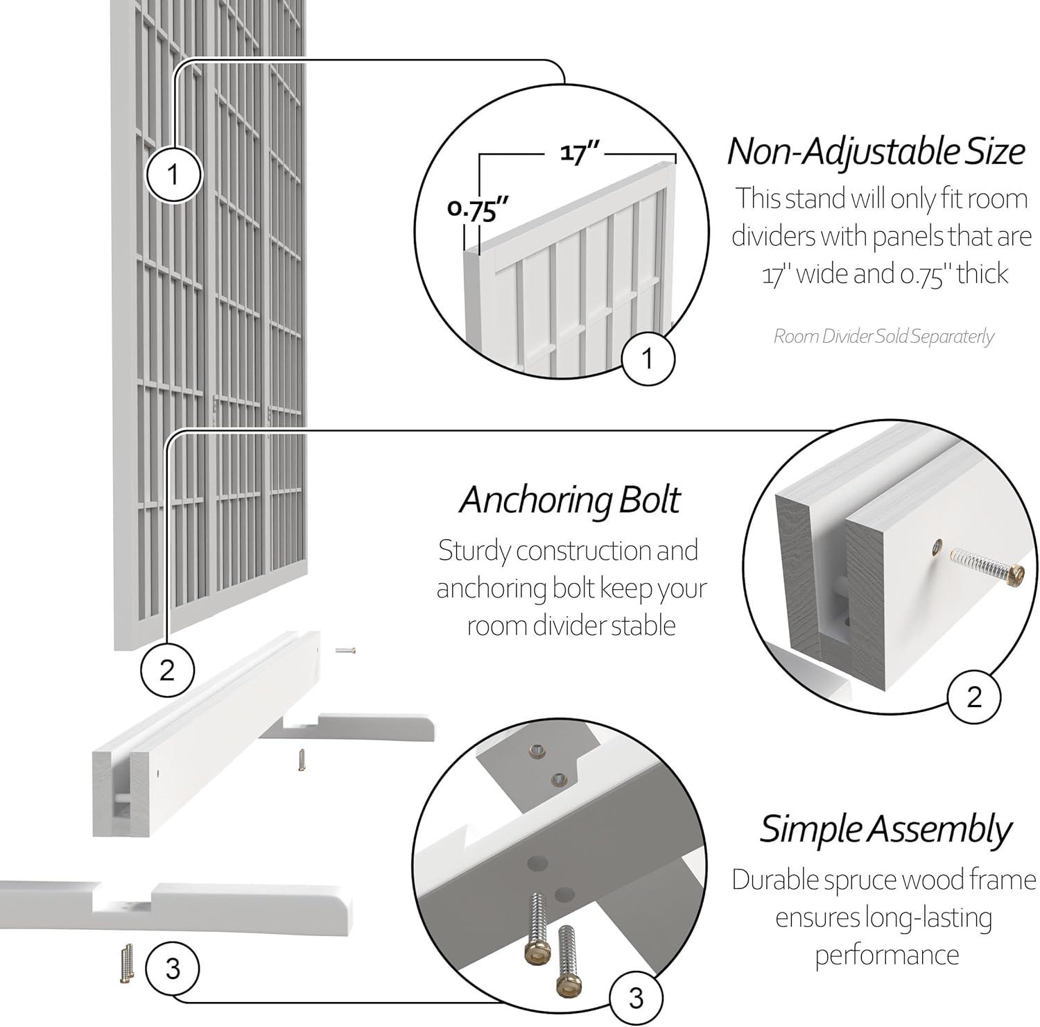 Room Divider Stand (Stand Only) 3-Panel White