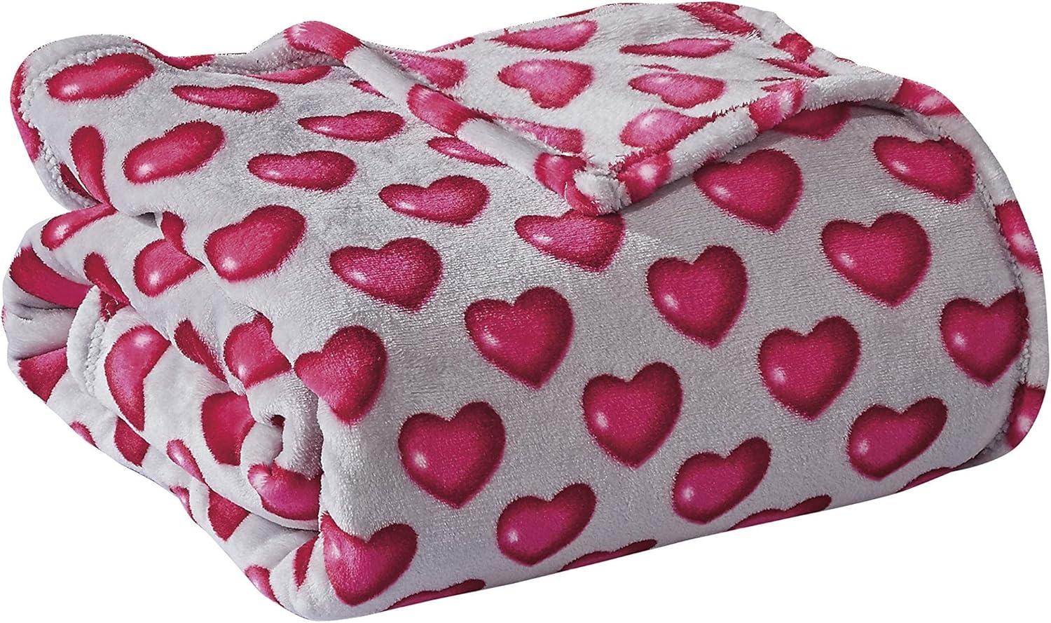 Decor&More Red Hearts Ultra Soft Microplush Throw, 50" x 60"