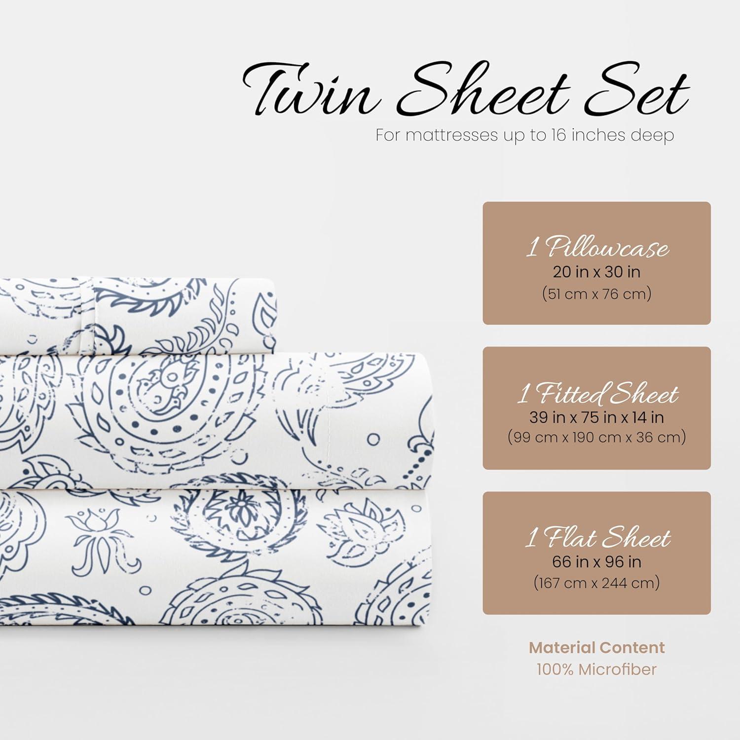 Becky Cameron Ultra Soft Paisley Pattern Microfiber Sheet Set