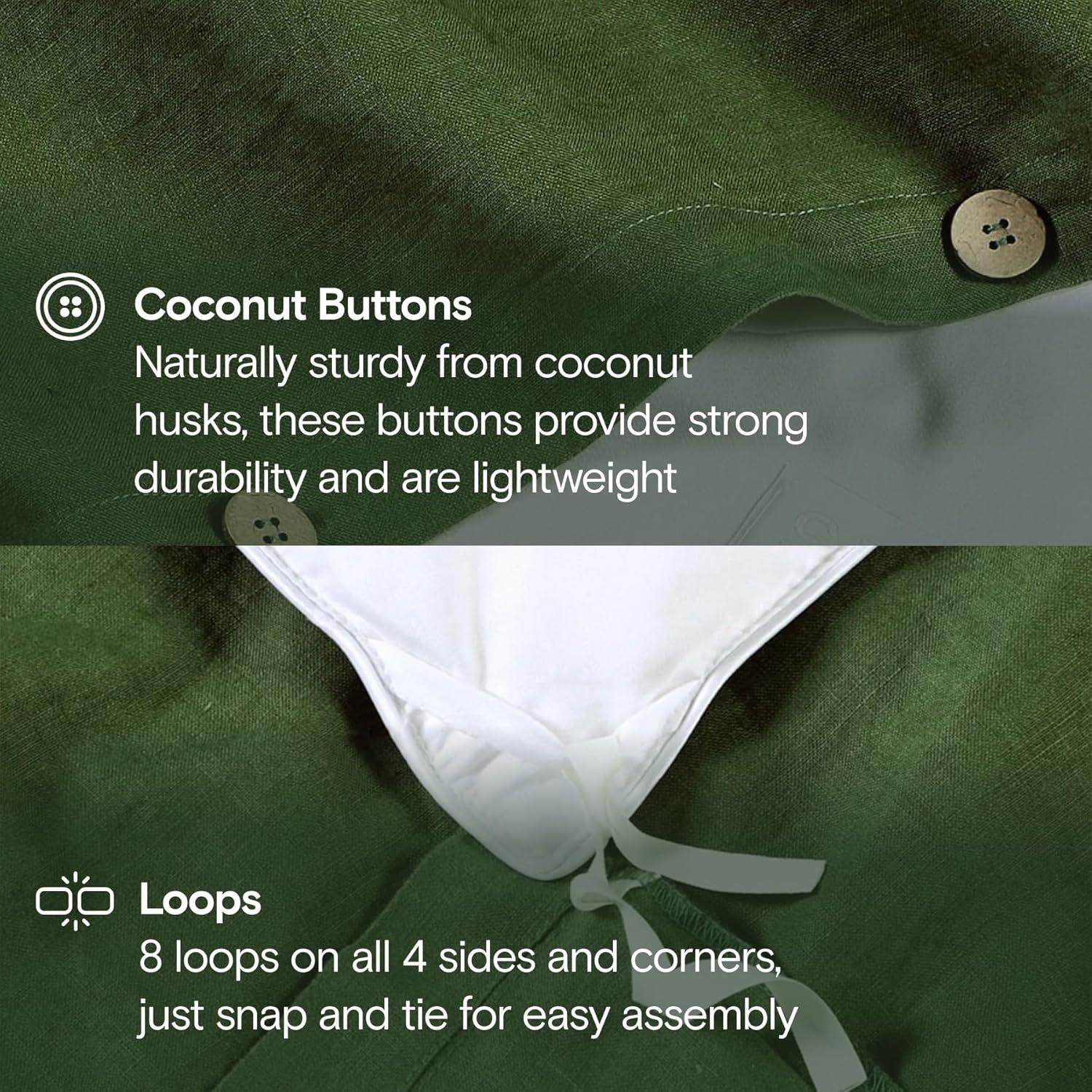 Forest Green Organic Linen Full/Queen Duvet Cover
