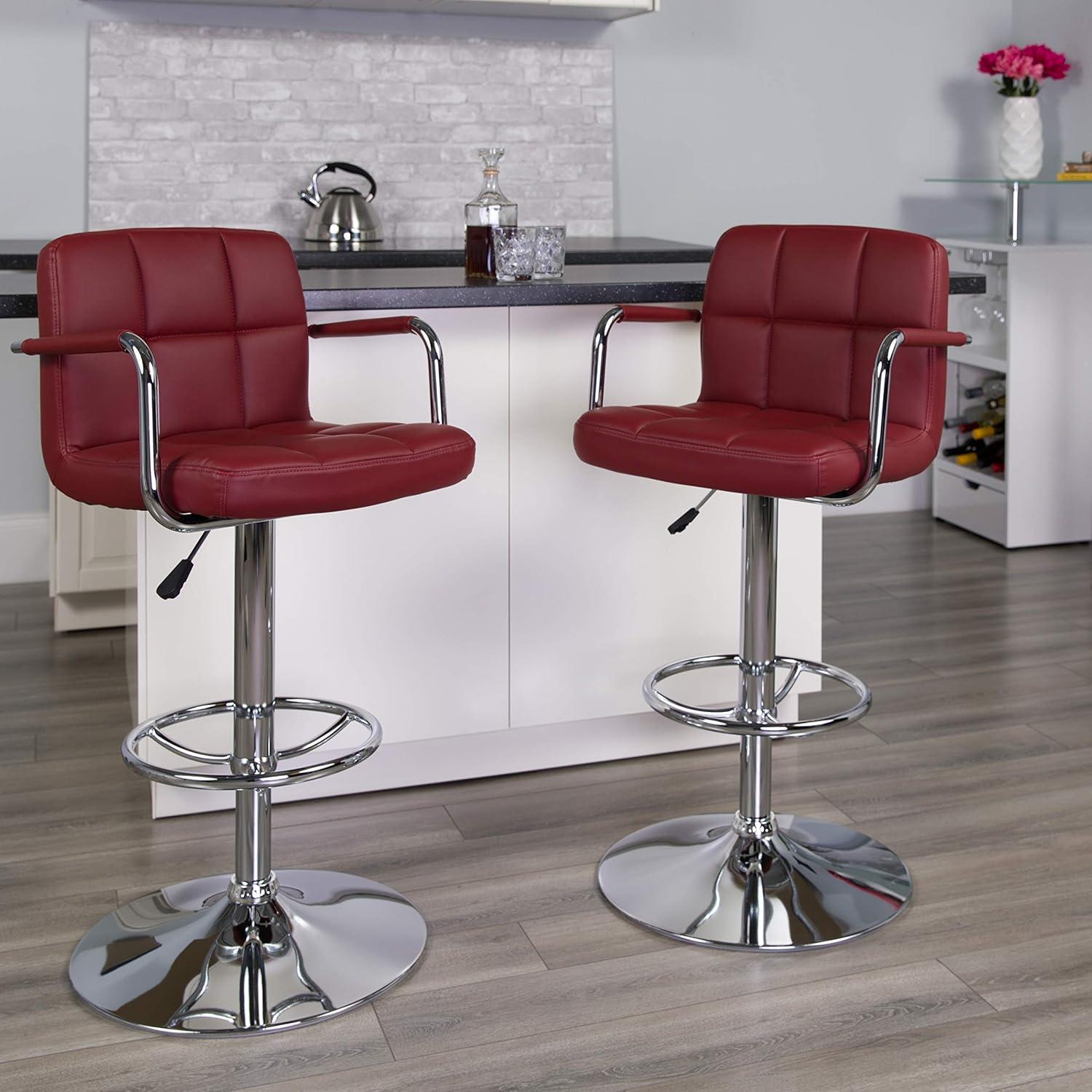 Adjustable Bar Stools - Counter Height Barstools with Back and Armrest