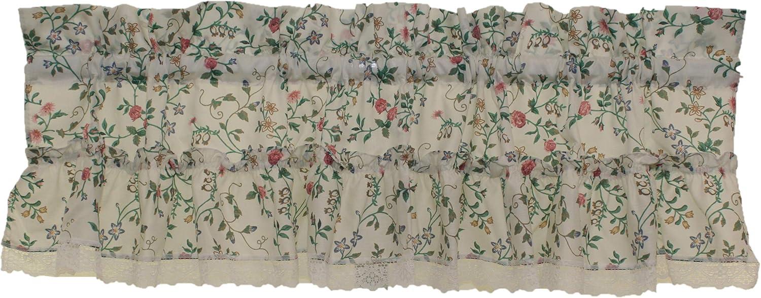 Ellis Country Floral White and Multicolor Rod Pocket Valance 52"x12"