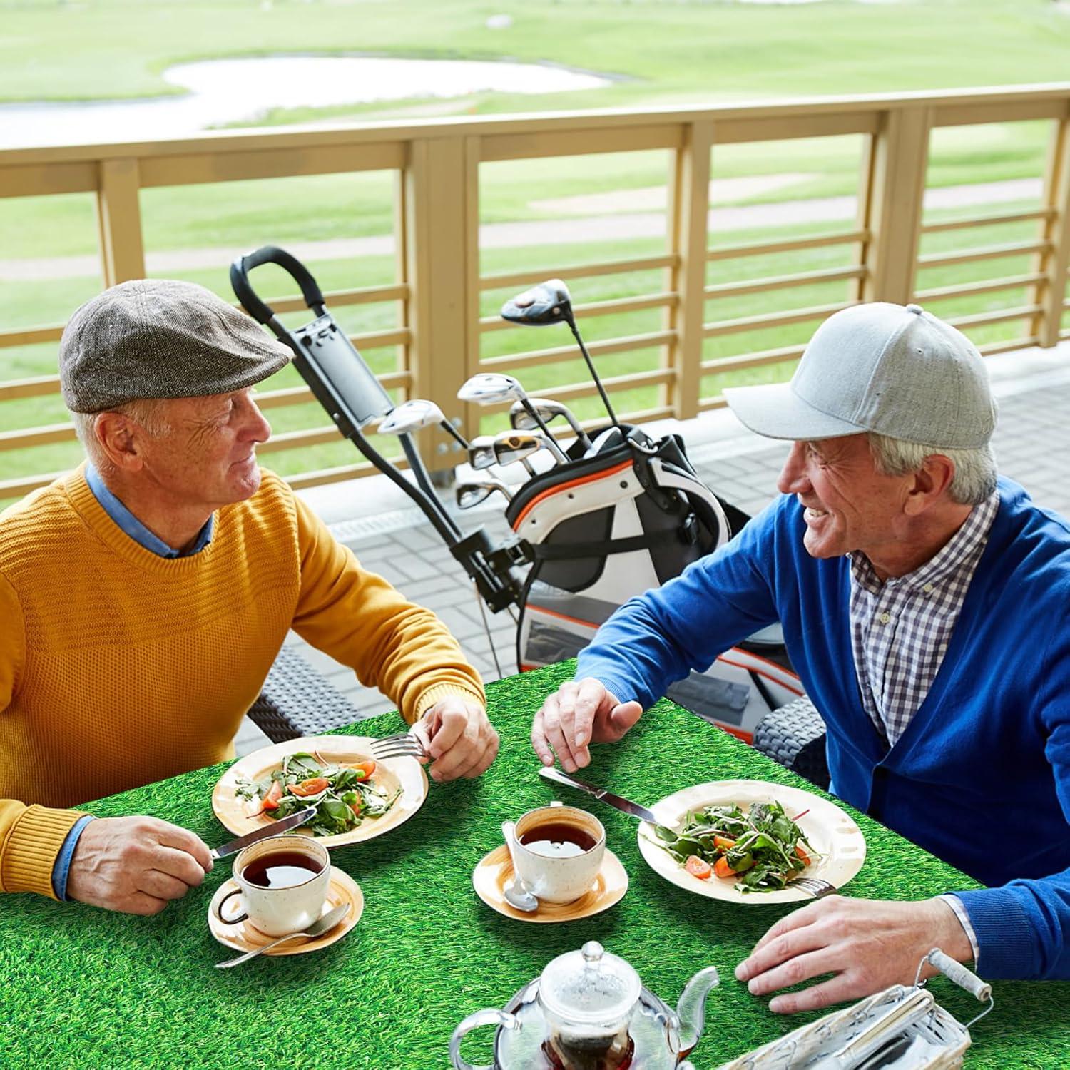 3ct Sports Field Tablecloth: Green Plastic Disposable Tableware for Super Bowl & Sports Events, 108" x 54", 3 Pack
